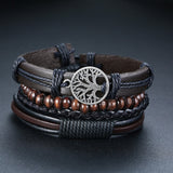 4Pcs/ Set Braided Wrap Leather Bracelets