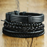 4Pcs/ Set Braided Wrap Leather Bracelets