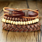 4Pcs/ Set Braided Wrap Leather Bracelets