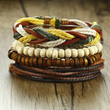 4Pcs/ Set Braided Wrap Leather Bracelets