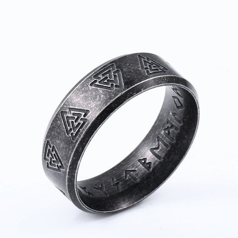 Stainless steel Valknut Rune Ring