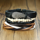 4Pcs/ Set Braided Wrap Leather Bracelets